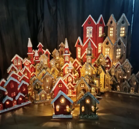 decorative lighted up wooden Christmas house village house with led for Christmas decoration