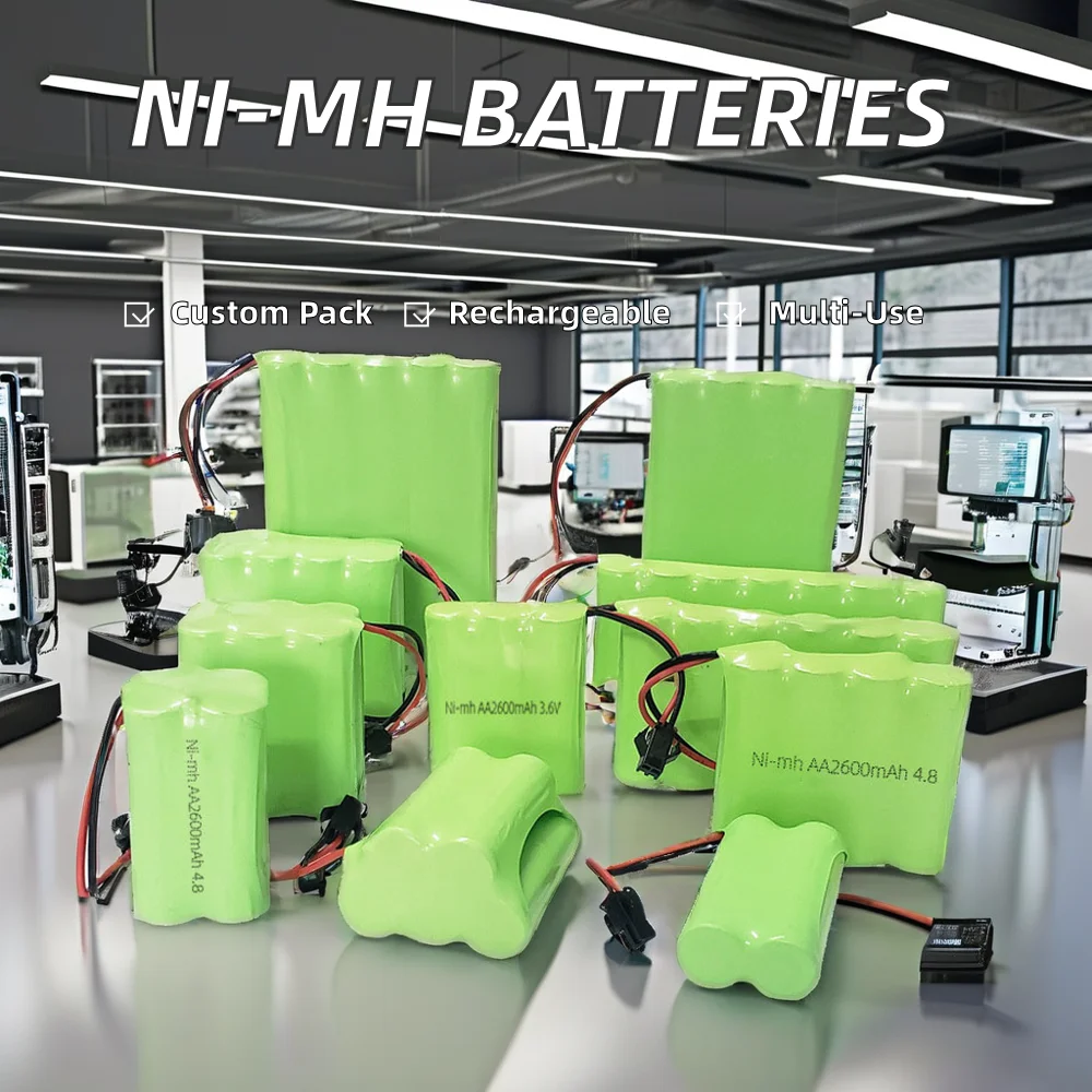 Factory Ni-MH Battery Pack 1.2v 2.4v 3.6v 4.8v 6v 7.2v 8.4v 9.6v 10.8v 12v 14.4v AA C OEM
