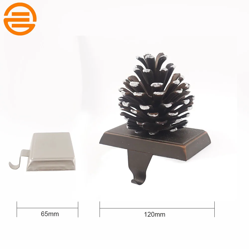Sales Christmas Home Decor Cast Iron Pinecone Stocking Holder Farmhouse Christmas Decoration