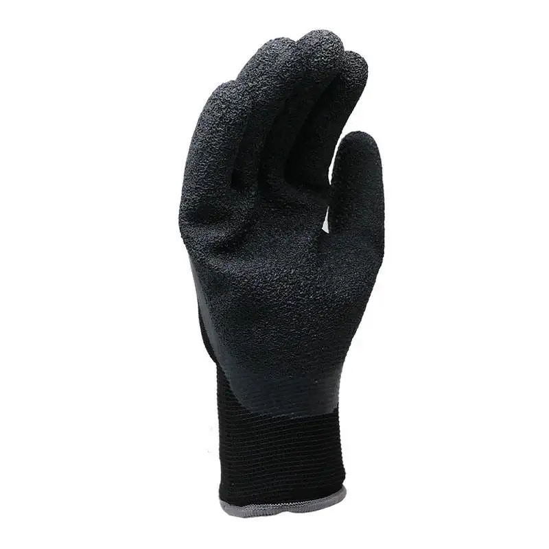 Great grip breathable 13 gauge polyester black crinkle latex palm coated construction work latex gloves