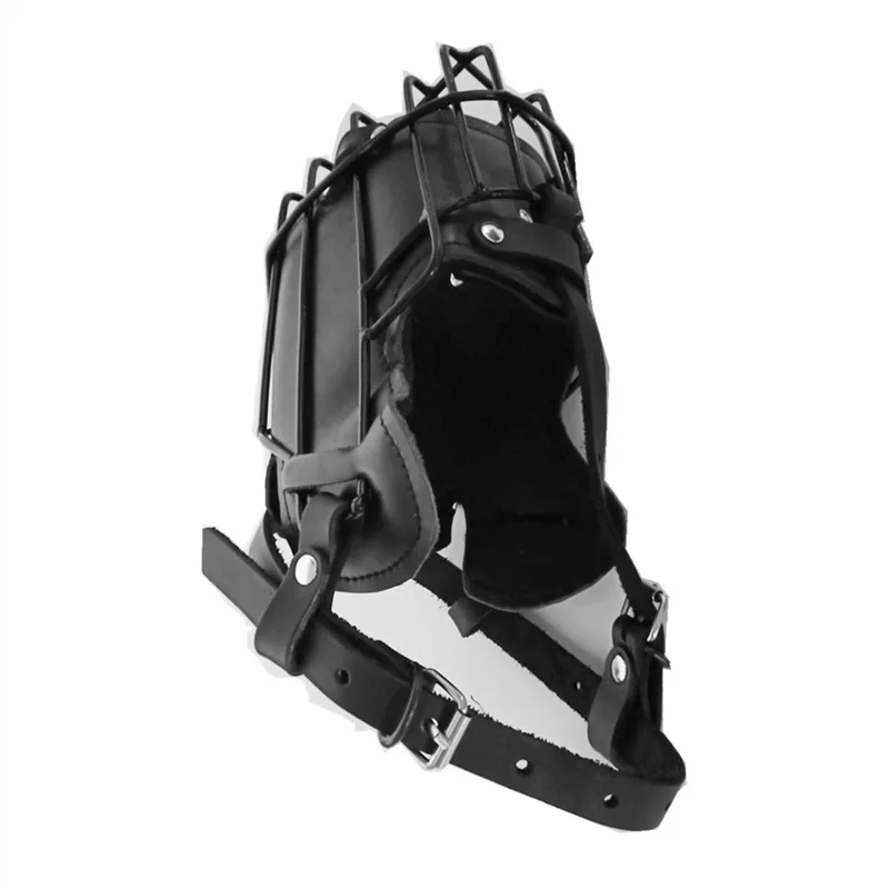 High Quality Durable Leather Stainless Steel Dog Muzzle Anti Biting Barking and Chewing Large Metal Dog Muzzle