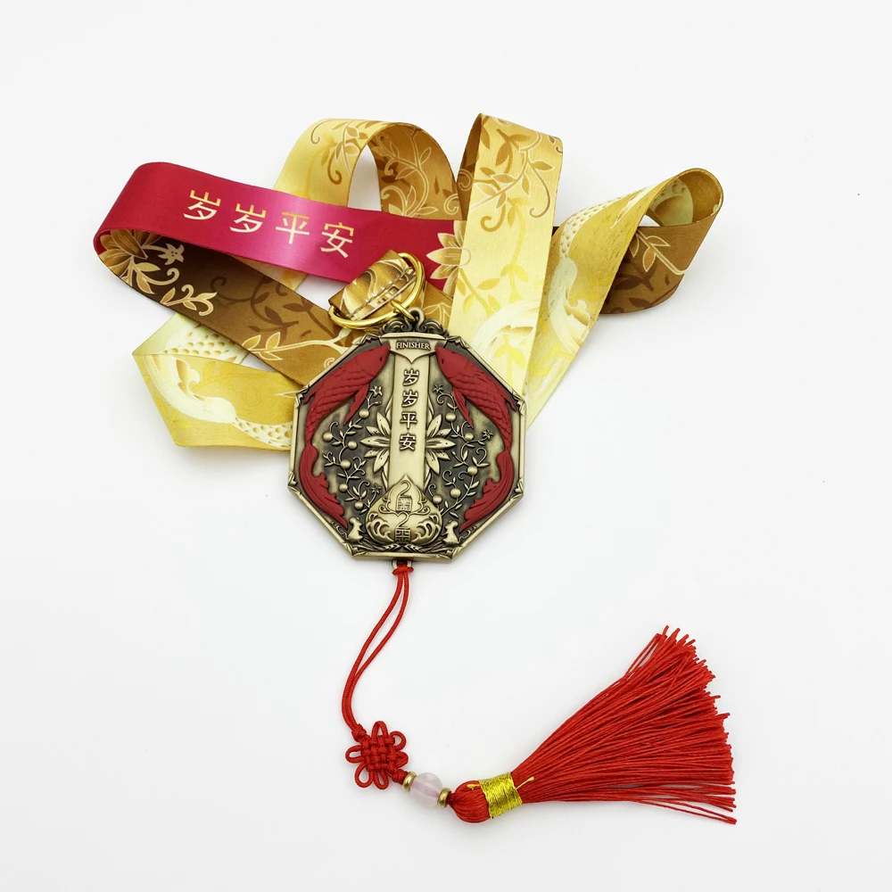 Wholesale Commemorative Custom Marathon Race Metal Award 3D Medals with Chinese Knot