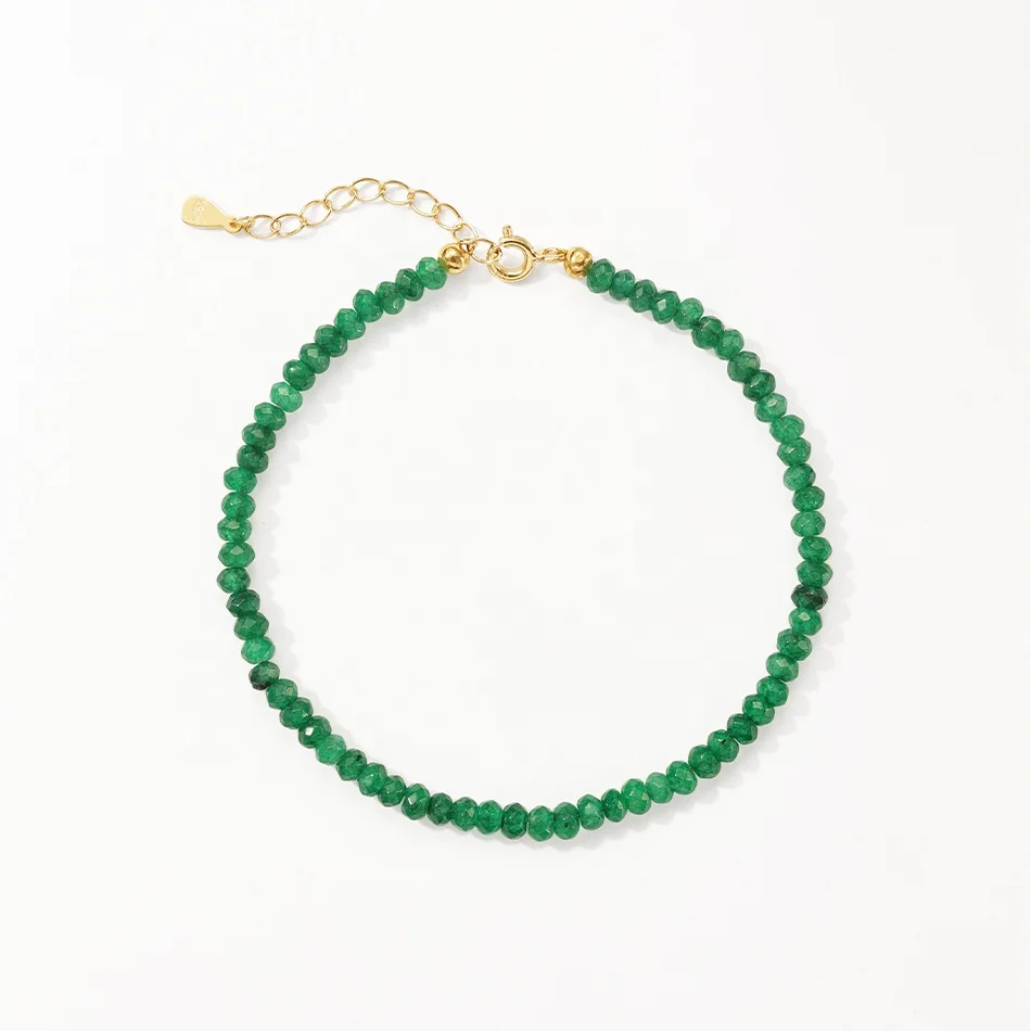 nagosa fashion jewelry 925 sterling silver natural stone green jade charm beaded bracelets for women