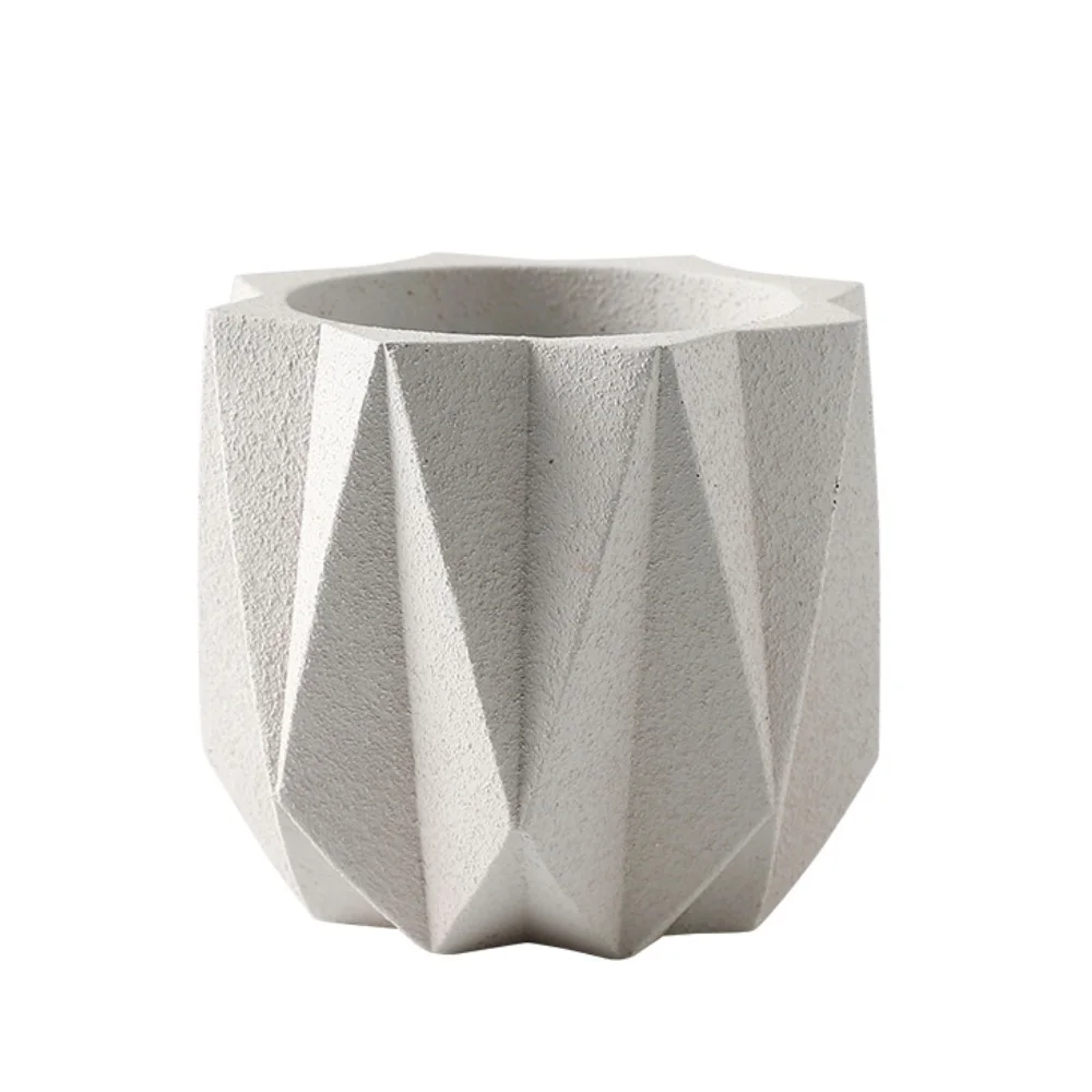 Custom Geometric Design Matte Frosted Concrete Cement Plant Planter Pothos Flower Succulent Cactus Pots