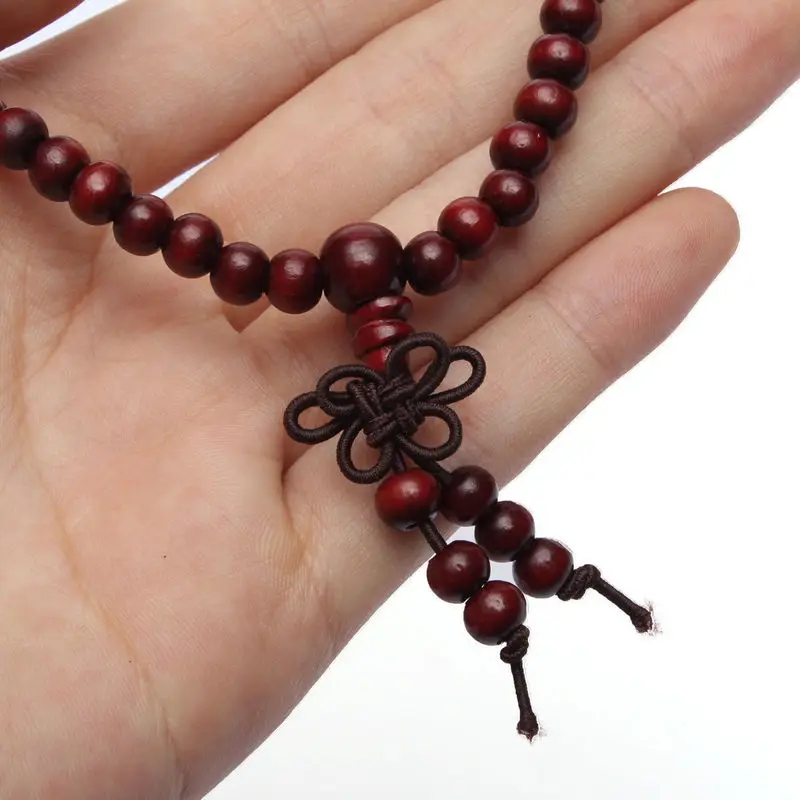 6mm Natural Sandalwood Buddhist Buddha Meditation Wood Prayer Beads Mala Bracelet Bangles Women Men Jewelry 108 Beads Bijoux