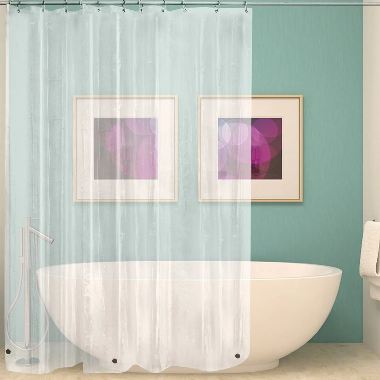 No Punching PEVA Solid Color Beige Shower Curtain Waterproof Anti-mold Toilet Partition Bathroom Shower Curtains