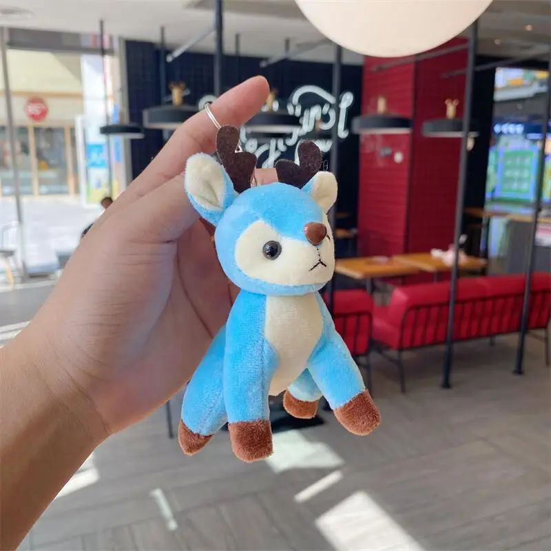 Hot Sale Christmas Elk Plush Toy Cotton Material Small Pendant Key Chain Hand Gift Girl Cross-Border Animal Claw Machine Doll
