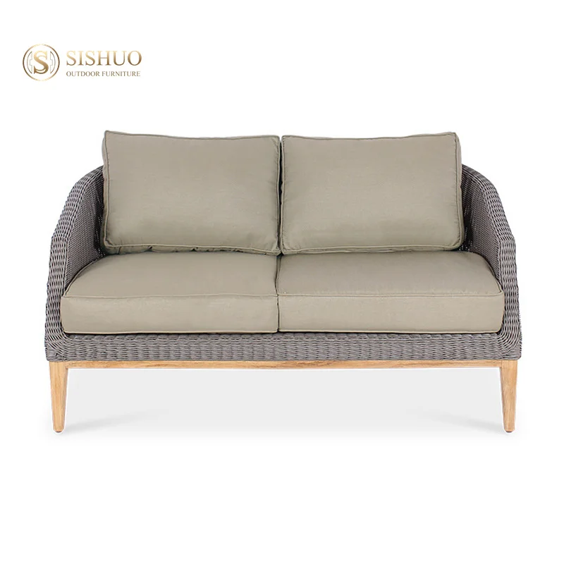 Wholesale Wicker Teak Wood Chair Sofa Garden Patio Weave Outdoor Furniture Courtyard Rattan Outdoor Furniture