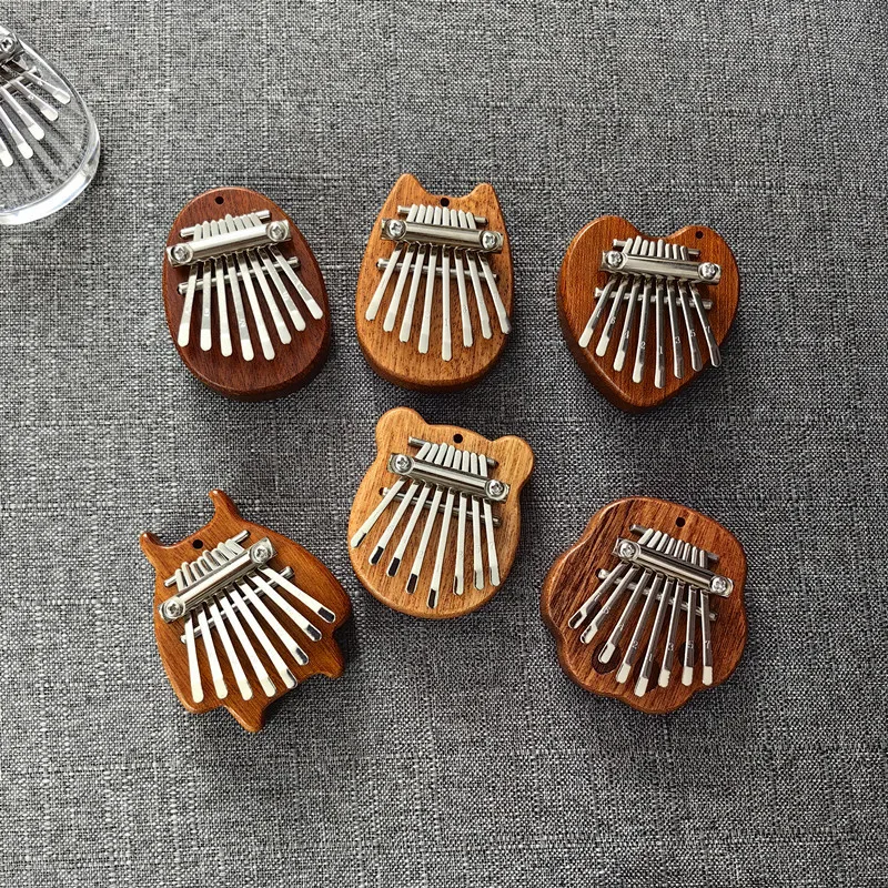 Customize wholesale price multiple patterns portable 8 keys mini wooden acrylic kalimba thumb piano