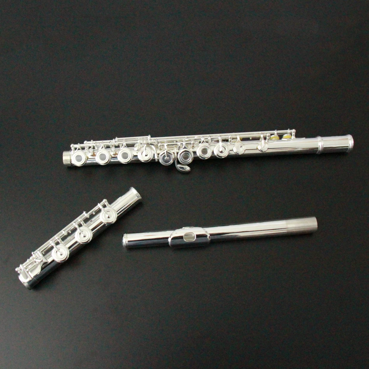 Professional music band woodwind Instrument 17 open Holes C tone Solid Sliver Body Sliver Plate Sliver Mechanism Flute