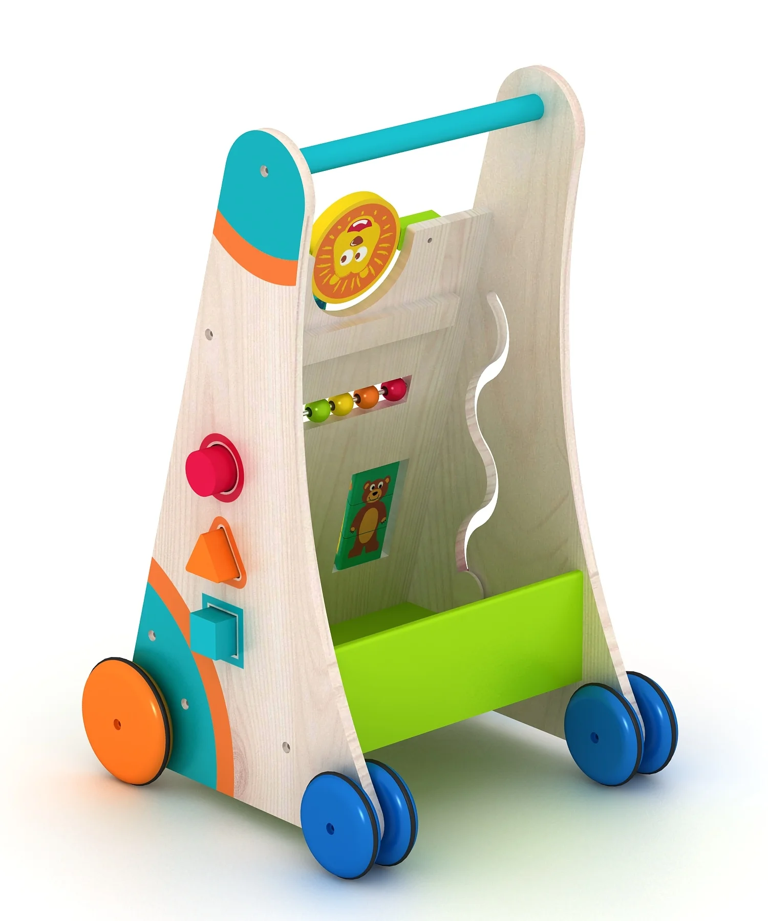 2022 New Design Multifunction Baby Walker Wood Educational Toys Learning Activity Child Push Wooden Baby Walker For Toddler Kids