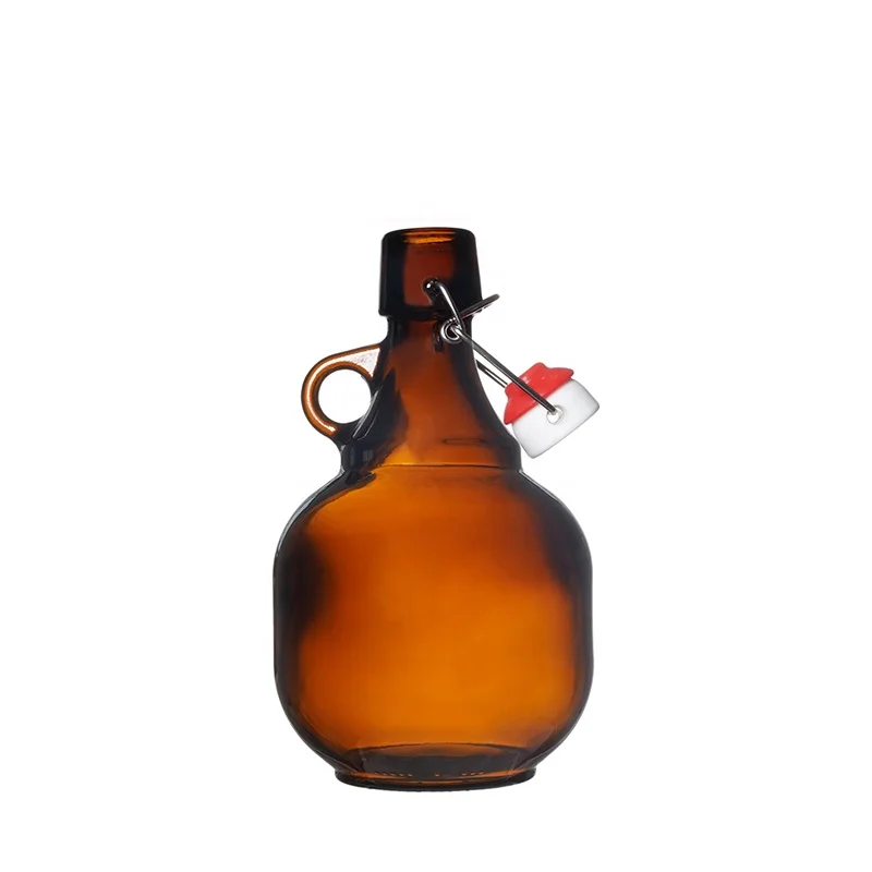 Berlin Packaging California Style 1050ml Swing Top Growler Glass Wine Bottle Gallon Glass Water Jug With Handle