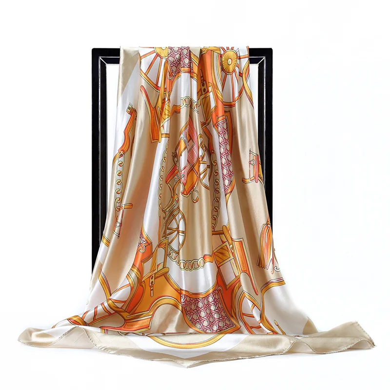 Wholesale Aw 110cm Simple Big Square Pashmina Scarf Silk Female Ethnic Scarves