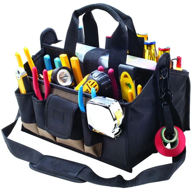 electronic technician milti pockets construction garden open tote tool bag  electrician heavy duty