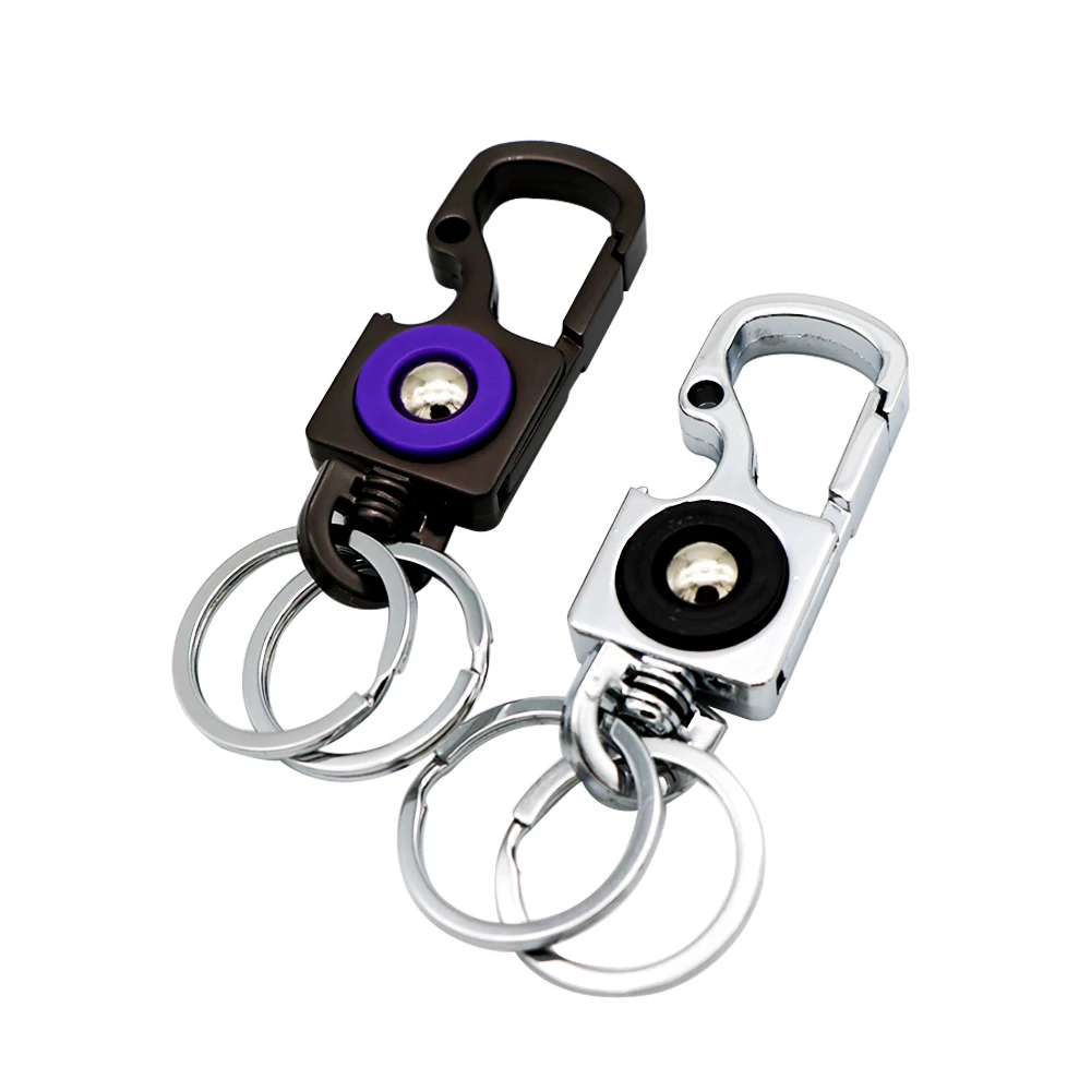 
Multi-function metal car beer bottle opener keychain with two keyrings 