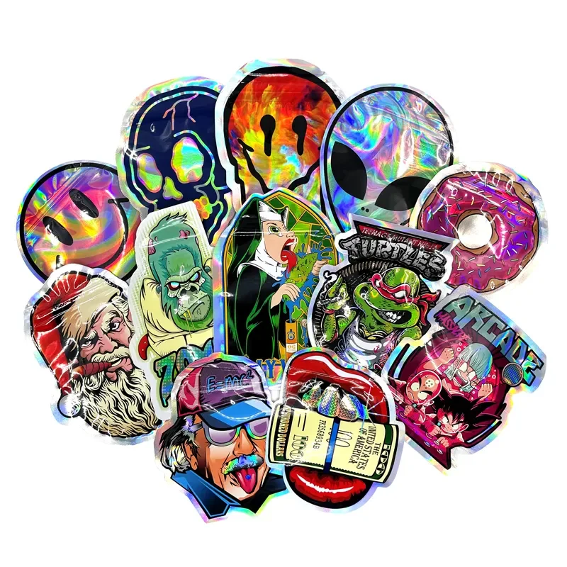Special Shaped Die Cut Irregular Ziplock Plastic Childproof Mylar Packs 3.5g Custom Shape Mylar Bag