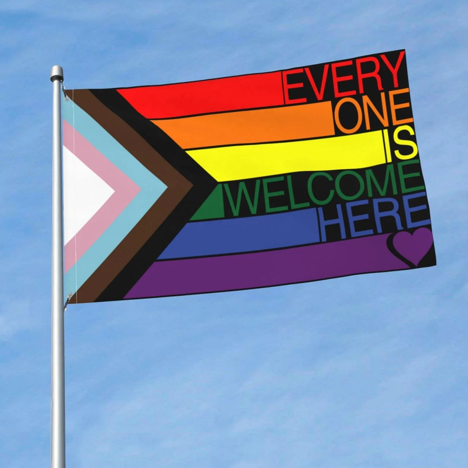 Attractive Decoration Durable Pride Waterproof Banner Nylon Outdoor Lgbt Progress Rainbow Flag With Brass Grommets