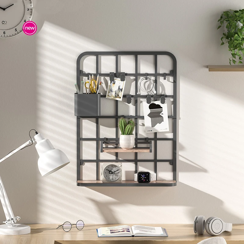 WIREKING 2 Pegboard Wall Mounted Metal Wire Storage Rack with Hook Storage Bin