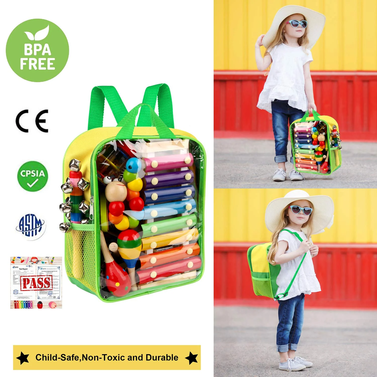 33PCS Kids Musical Instruments Wooden Instruments Tambourine Xylophone Toys for Kids Children Preschool Educational