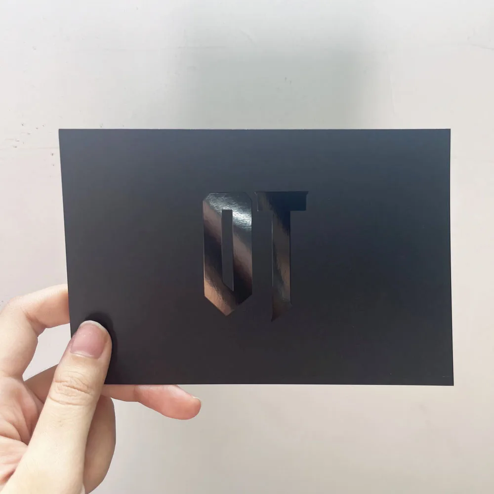 Wholesale Custom Printing UV Black Gold Foil Envelope Thank You Cards  For Business Guests Wedding Birthday Greeting