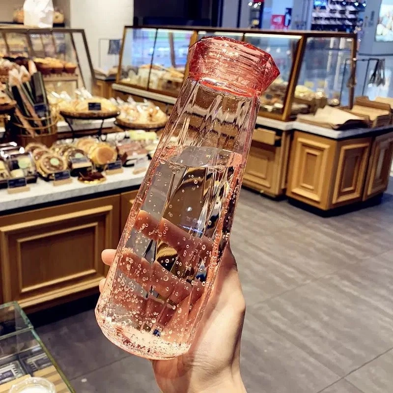 Crystal Infused Gem Water Bottle Wellness 500ml Glass Water Bottle Wholesale Coloured Stone Minimalist Glass Cup
