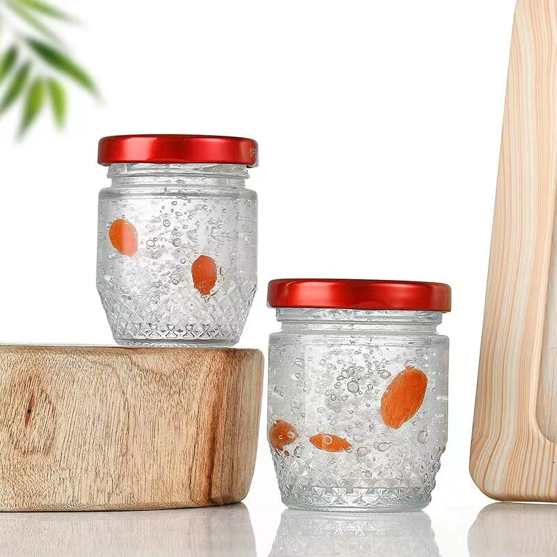 Hot selling luxurious Glass bottle 45ml 75ml 100ml Honey jar Jam jar Glass jar With lid
