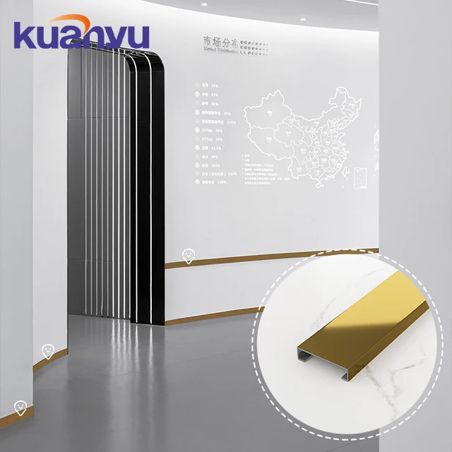 Factory Price Stainless Steel Golden Metal Tile Edge Profile Protection Skirting Boards For Decorative Interior Wall