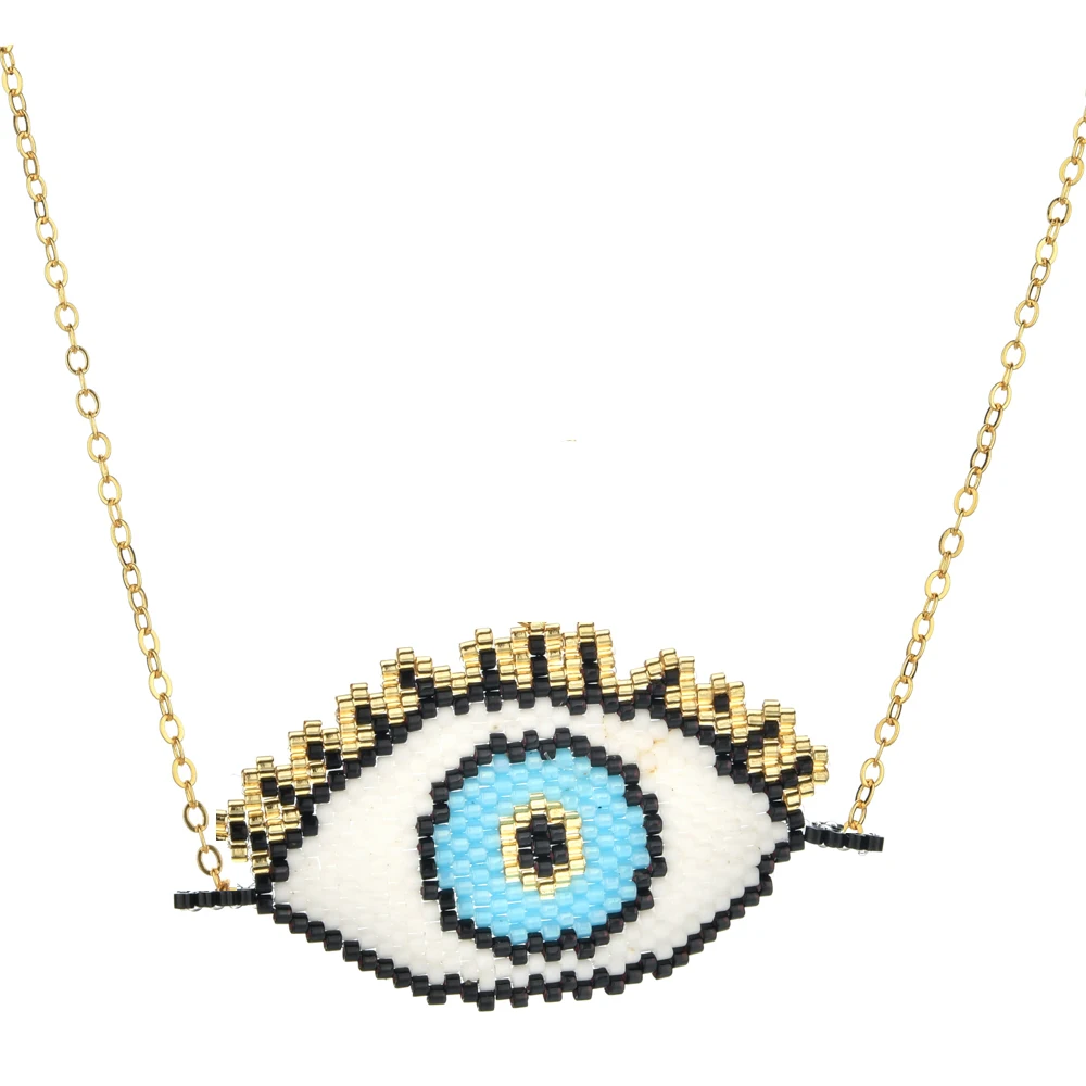 Colorful Evil Eye Pendant Women Jewelry Necklace Turkish Lucky Fashion Gold Color Choker Chain Cute Female Friend Gift