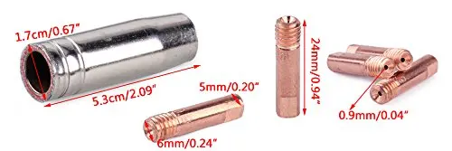 HUARUI  High Quality MB15AK Contact Tip MIG Welding Spare Parts M6*25*0.8mm welder consumables for 15AK MIG Welding Torch