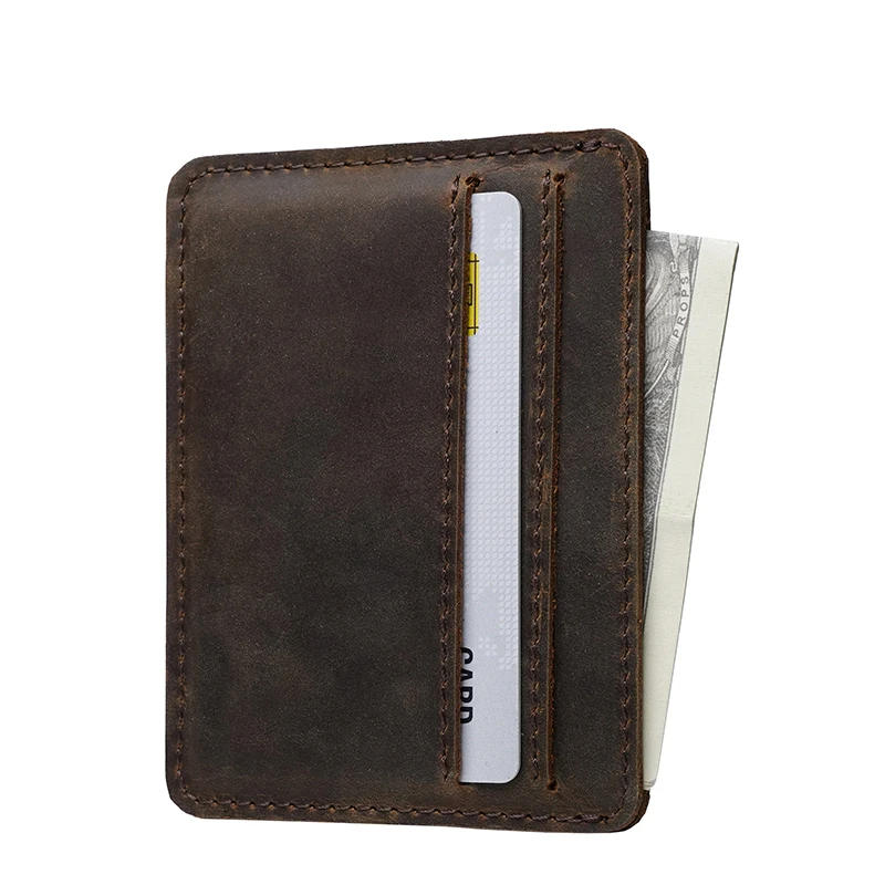 Full Grain Leather Credit Card Holder Wallet, RFID Blocking Leather Slim Wallet, Thin Minimalist Credit Card Case Card Protector