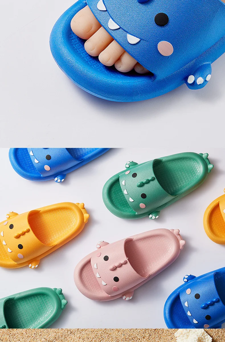 CIXI AIDA Wholesale kids summer EVA animal shape shark slippers soft home slides for boys and girls