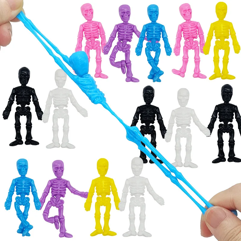 Halloween Toys Bath Boom Toys 50mm 2 Inch Capsule Toys Stretchy Skeleton Wholesale TPR Soft Skull For Kids