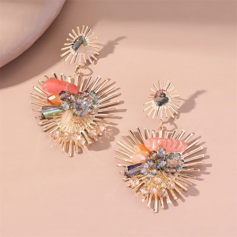 High Quality Jewelry Crystal Pendant Earrings Jewelry Gravel Heart Hedgehog Crystal Earrings