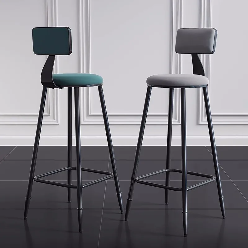 Iron bar chair Modern simple home back bar stool Bar chair High stool North European milk tea shop Front desk chair