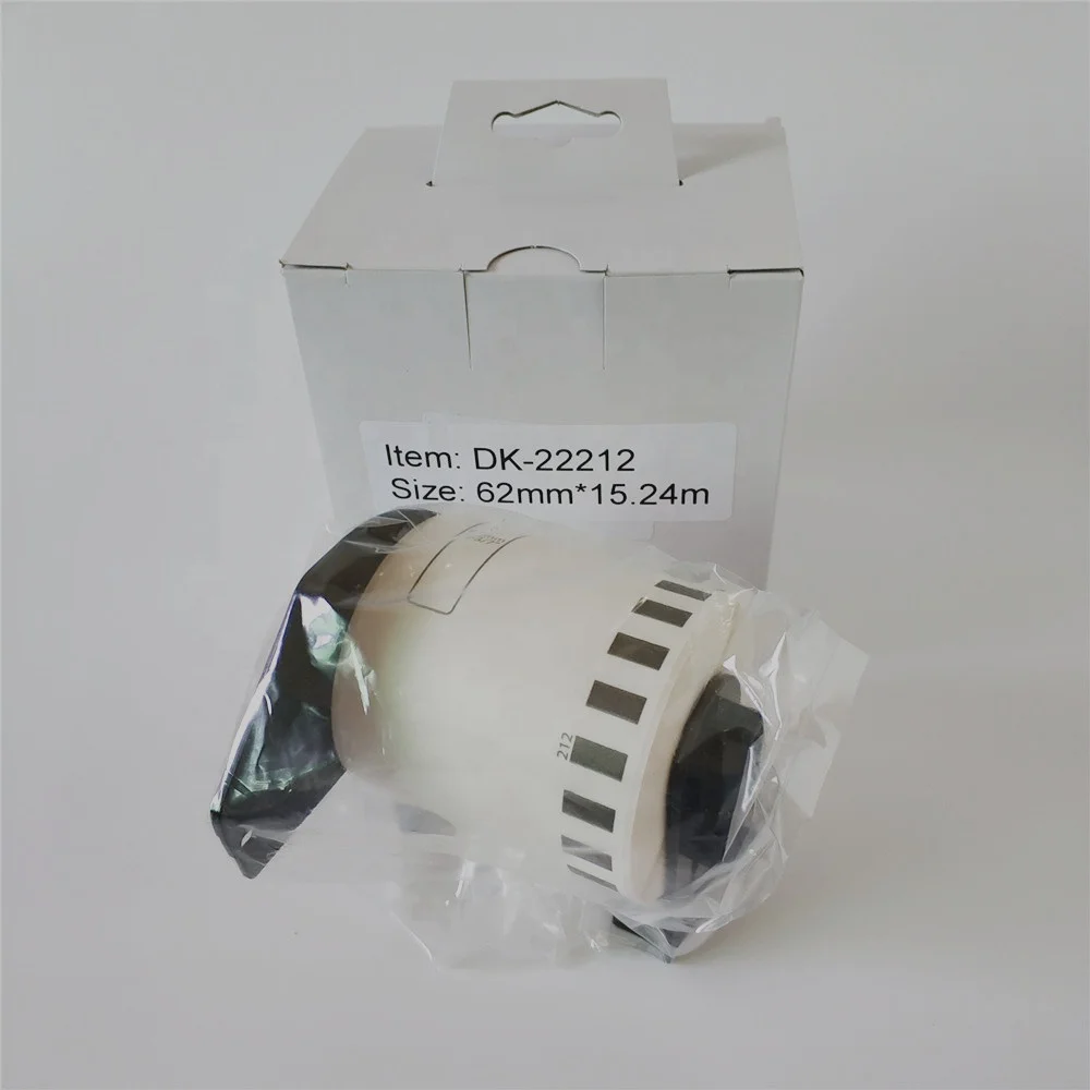 Совместимые непрерывные этикетки для термопленки Brother DK 22212 DK22212 DK2212 2212 62 мм x 15 24 м с черной пластиковой рамкой