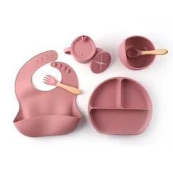 Лидер продаж amazon 2022, детские товары, набор тарелок, ложка, силиконовый набор для кормления ребенка, набор силиконовых чашек