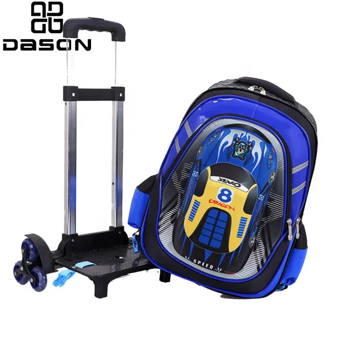 New 3D Rolling Bookbag for School,Rolling Backpack for Kids with Removable Wheels,Trolley School Bag Boys and Girls