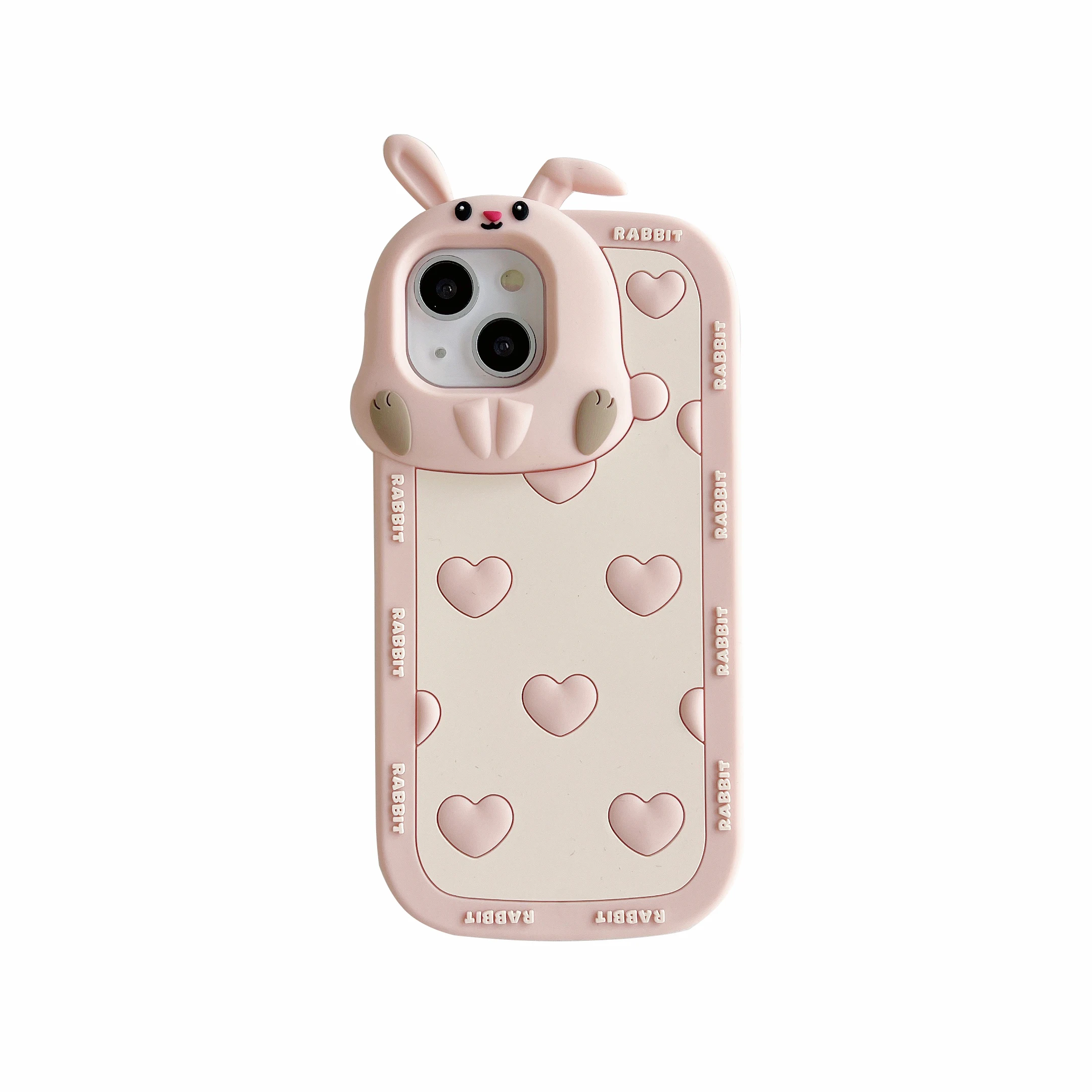 Pink rabbit cartoon stereo silicone mobile phone case for iPhone 14 X XS XR 11 12 13 Pro Max