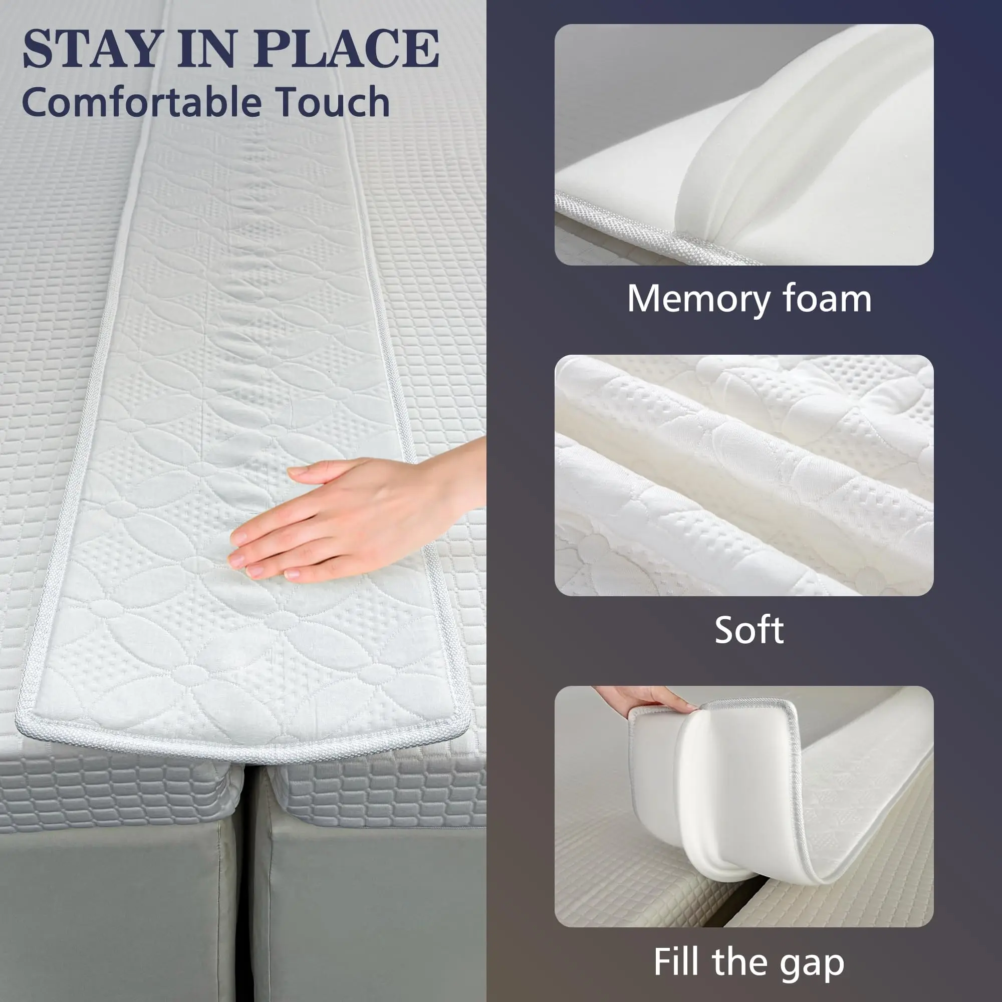 Foldable Bed Bridge Converter Twin to King Size Memory Foam Waterproof Mattress Gap Filler for Home Living Room Use