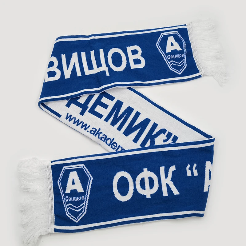 Premium Quality Sports Team Custom Logo Soccer Football Club Jacquard Knitted Scarf