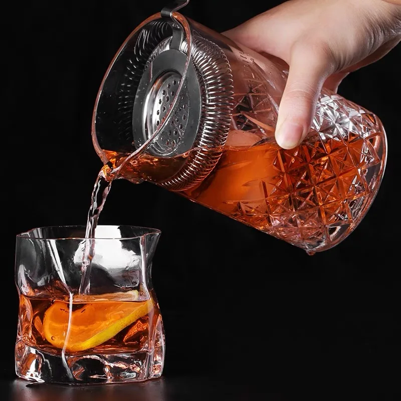 Creative glasses pitcher 700ml Stocked Bar cocktail mixing glass etched cocktail mixing glassware