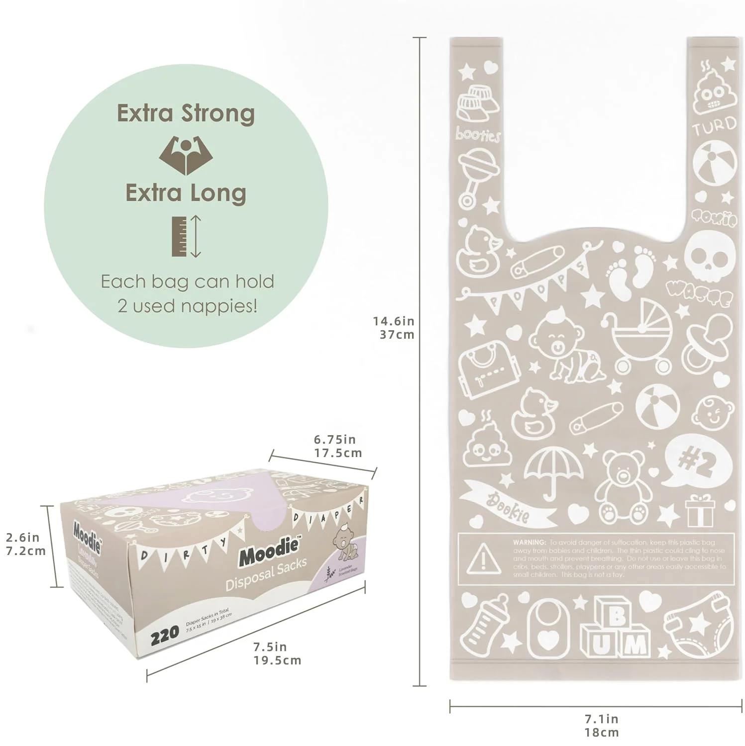 2024 New Product Eco-friendly 20% Recycled Plastic Diaper 400 Sacks Disposable Baby Happy Diaper Pail Refill Bags