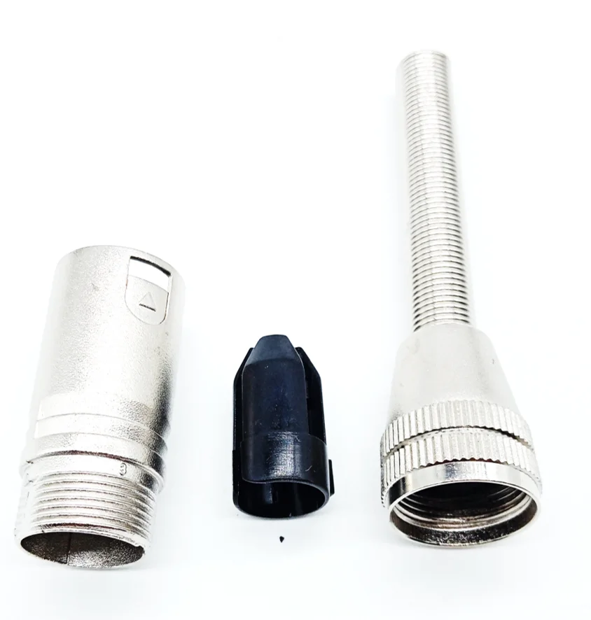 3 Pin Male XLR Connector with Long Spring Tail and Nickel Plated Contacts