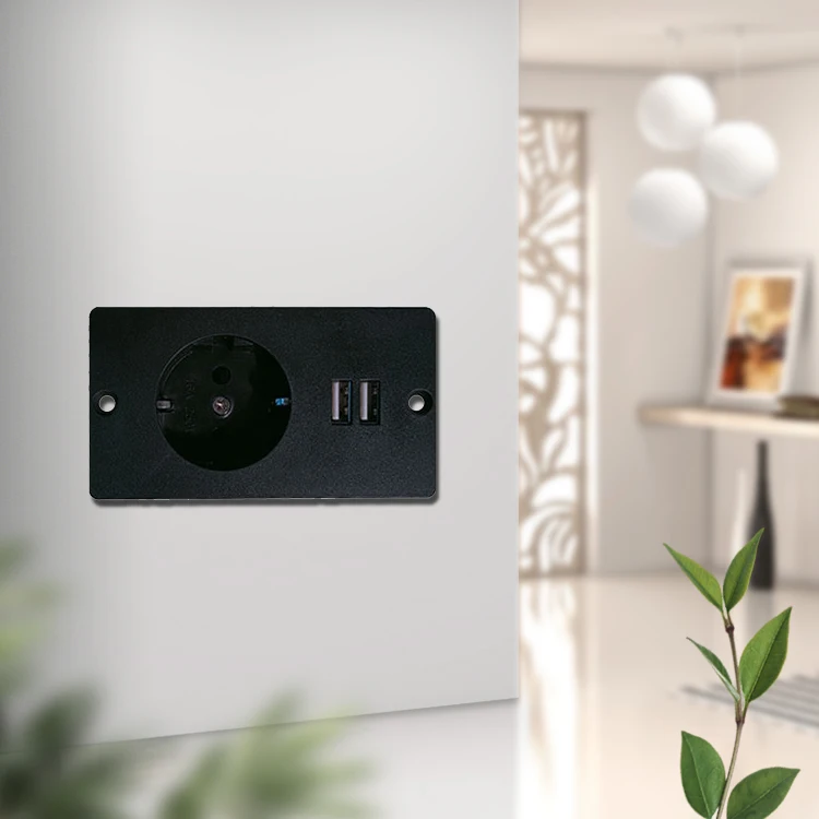 Power Socket USB Charging Port French Standard Grounding White 220V-250V