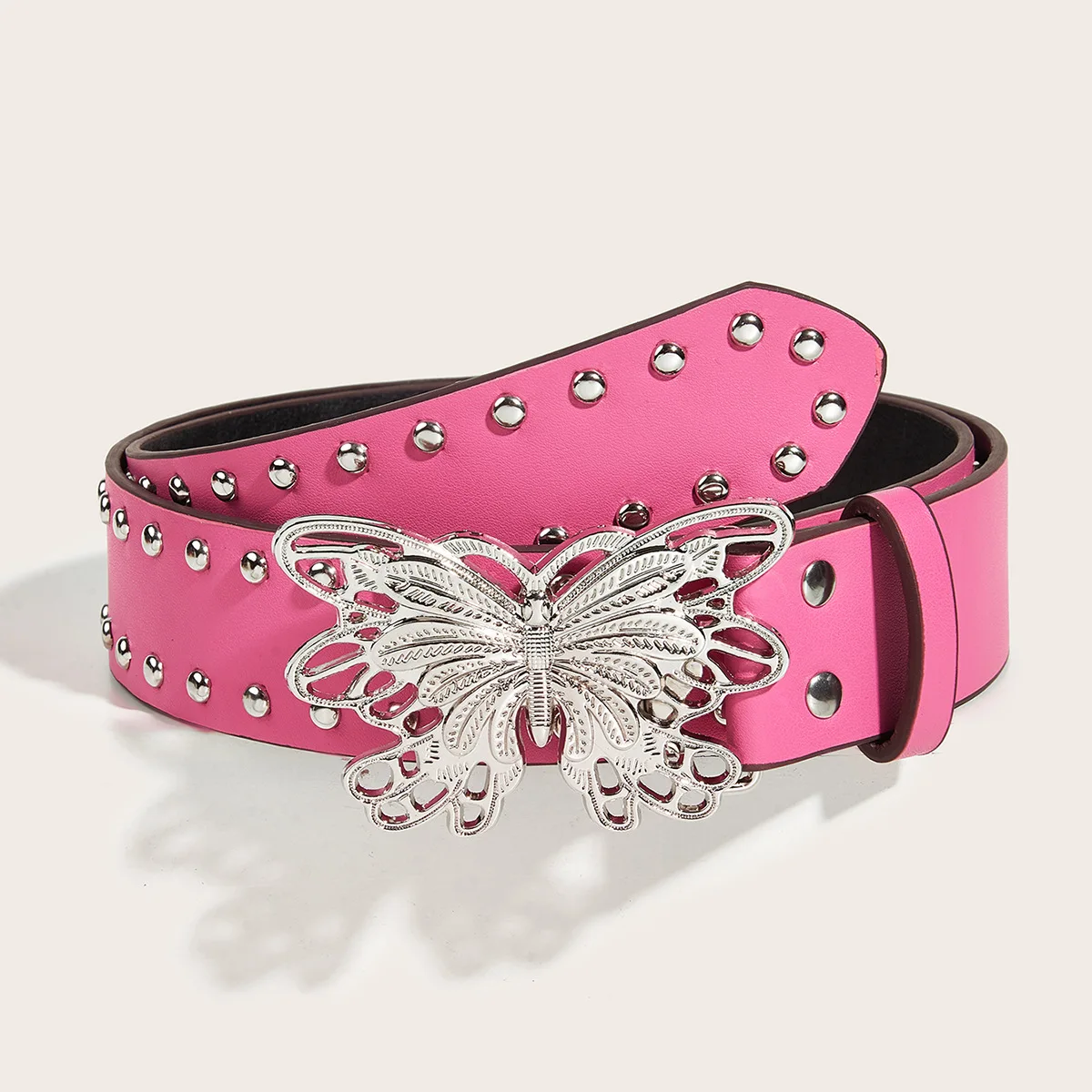 Factory price wholesale Pink Y2k Belt Women Jeans Buckle Cute Heart Studded Punk Belt