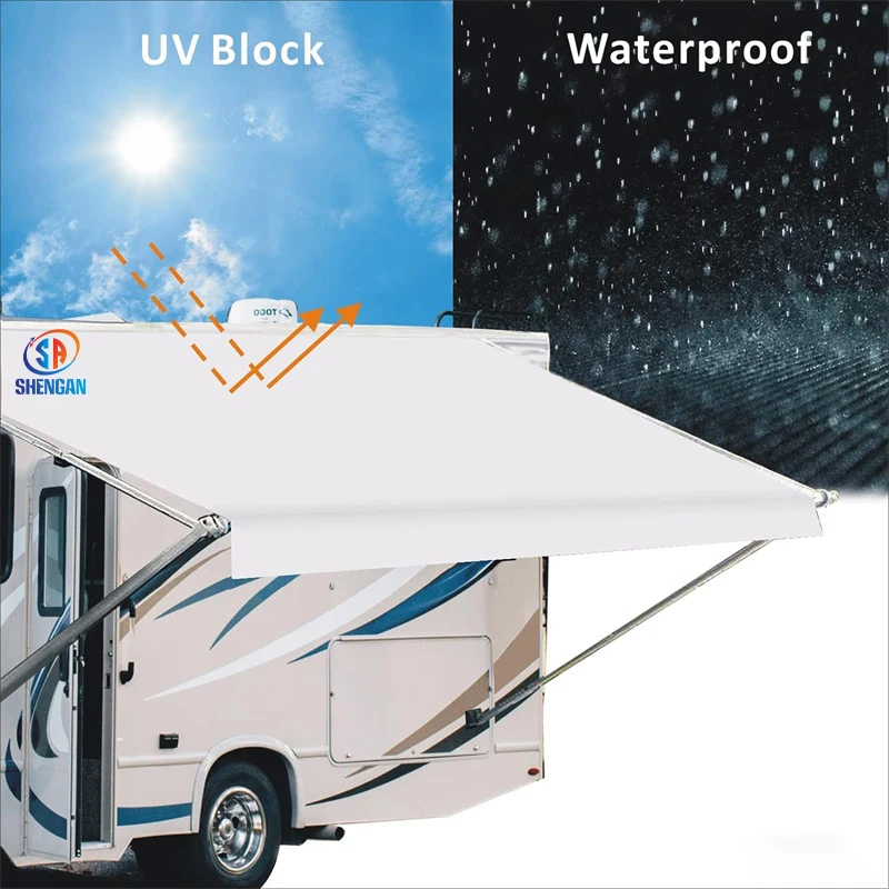 Retractable RV Awning Manual Caravan Motorhome Camper RV 100% Waterproof Trailers Awning