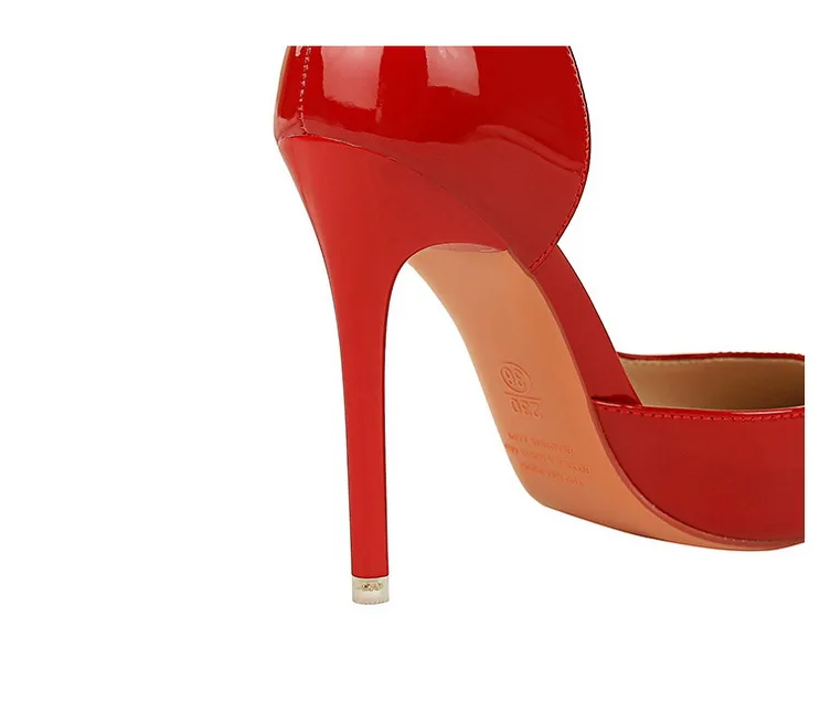 News 34-40 Slim Heel Ultra High Heel Shiny Lacquer Leather Shallow Mouth Square Head High Heel Single Shoe