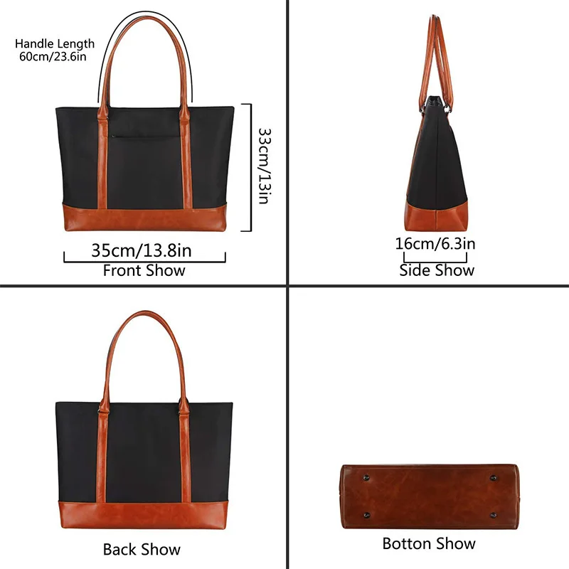 Water Resistant Polyester Durable 1680D 15.6' Anti-theft Travel Working USB Business Side Tote Laptop Bag For Women Ladies