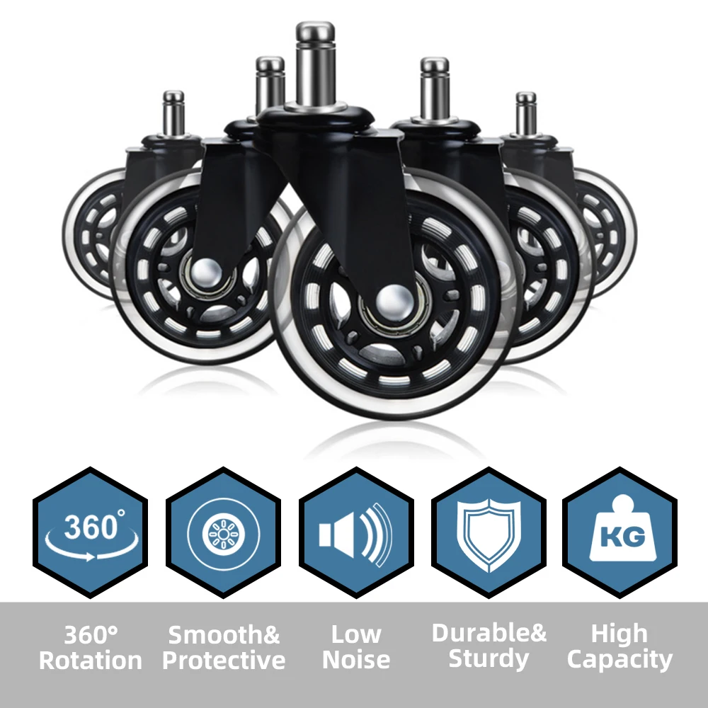 Furniture table type roller skate castor wheels 3 inch light duty threaded stem swivel office chair casters