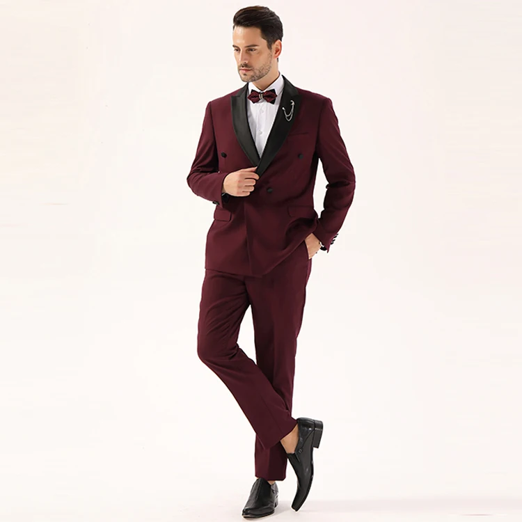 
Wine Red Latest Design High Quality men wedding suit pictures 